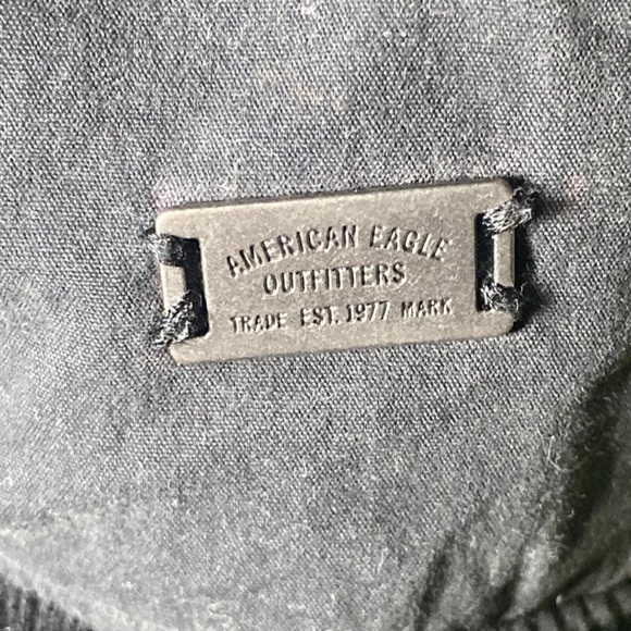 American Eagle Bomber Jacket Mens Small Black Heavy Thick Aviator Y2K Gorpcore - Picture 7 of 9